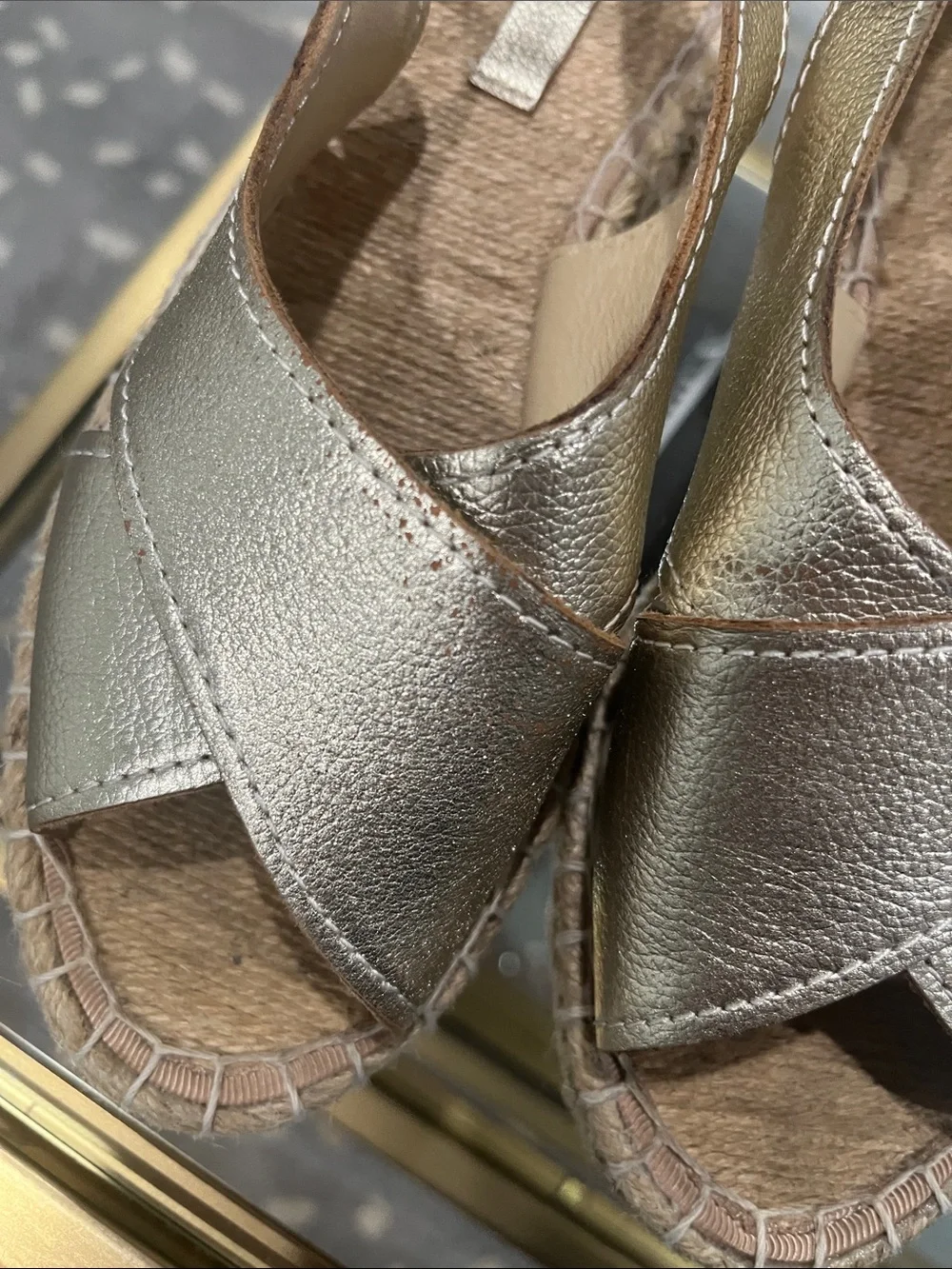 Pour La Victoire Metallic Gold Women's Slingback Espadrille Sandals
